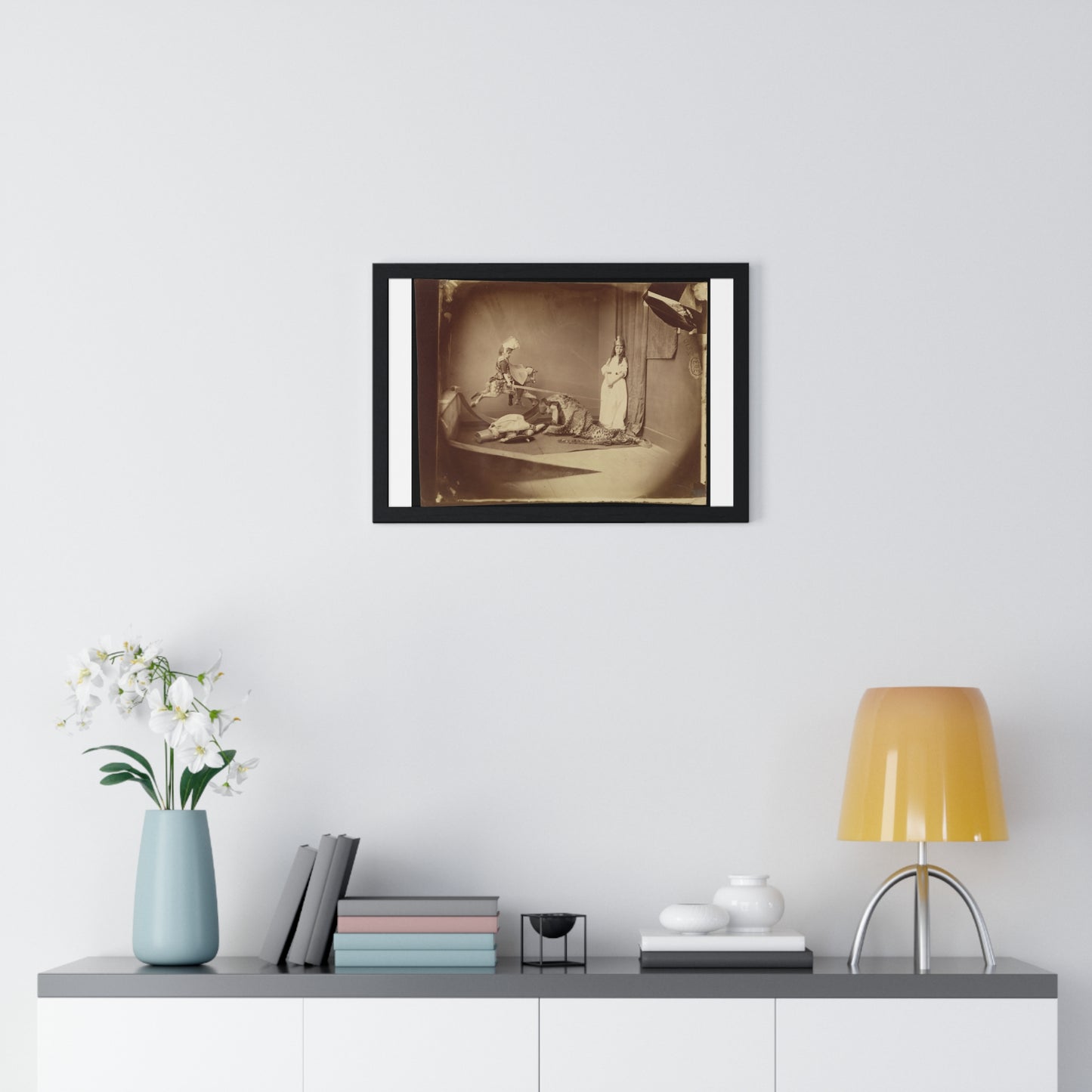 Vintage Photography, Saint George and the Dragon (1875) by Lewis Carroll , from the Original, Framed Print