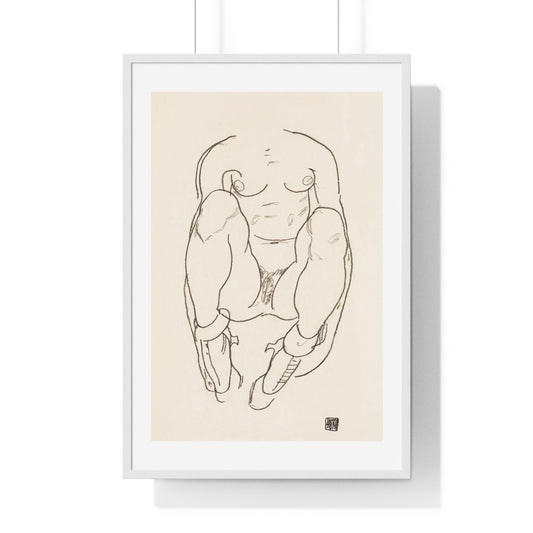 Torso of a Seated Woman with Boots (1918) by Egon Schiele, from the Original, Framed Art Print