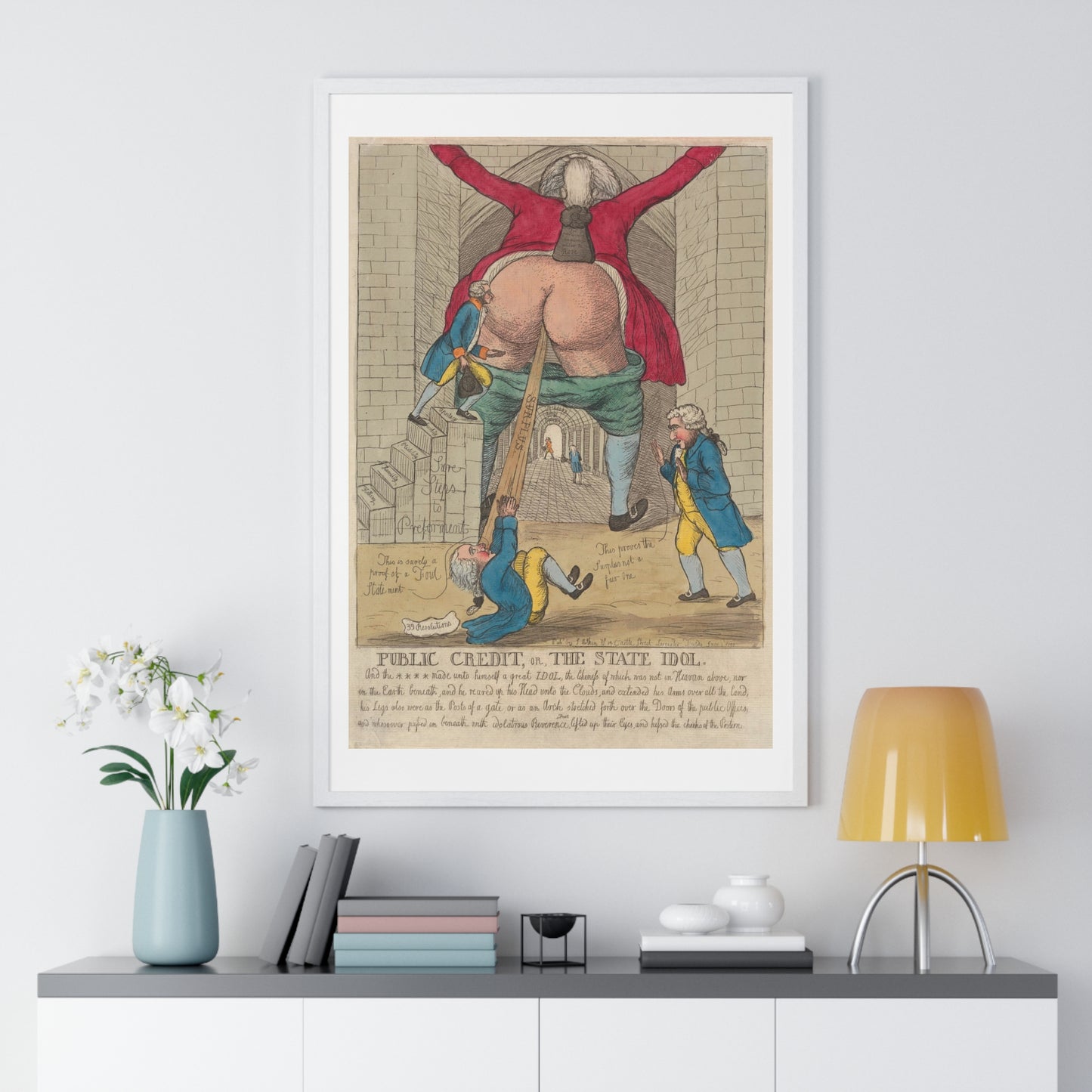 Satirical Print 'Public Credit, Or, The State Idol' (1791) by William Dent, from the Original, Framed Print