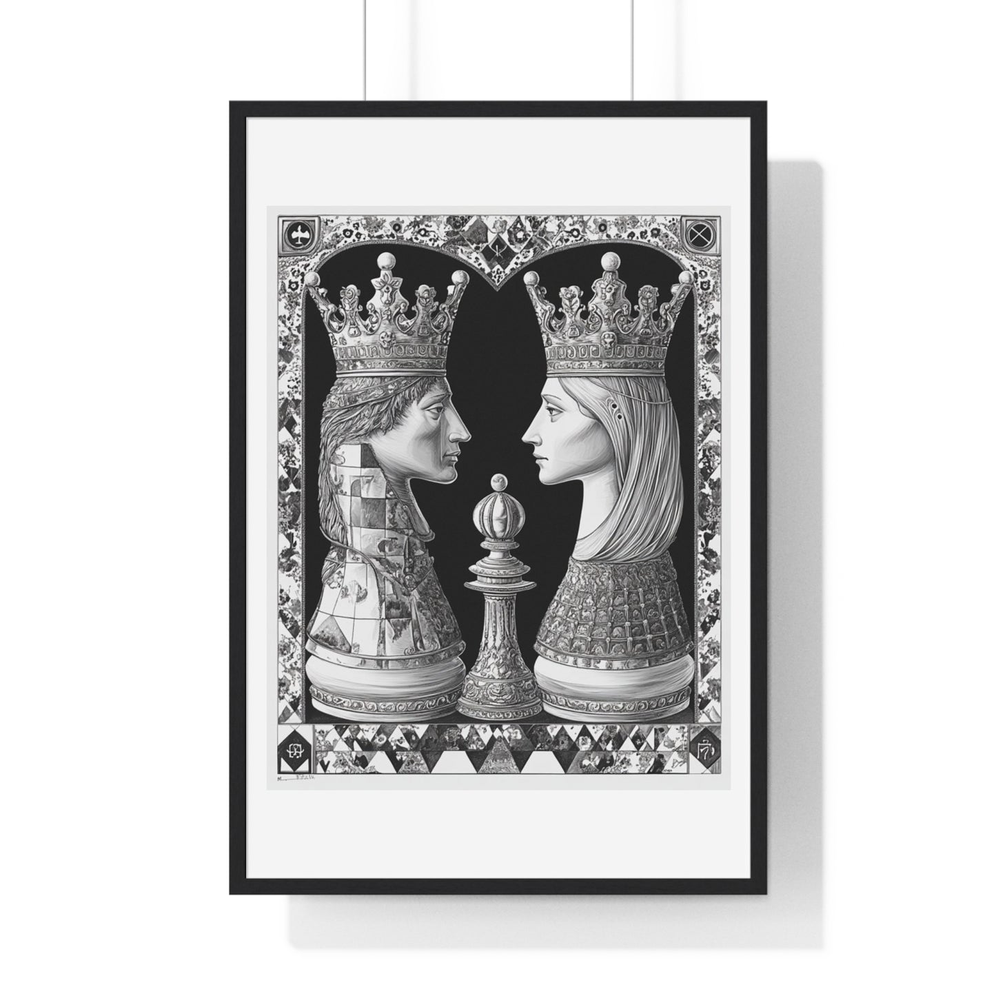 Even the King and the Queen Go Back in the Box, Abstract Art 'Designed by AI' Framed Print