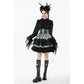 Dark in Love Hexa Layered Tartan Skirt in Black