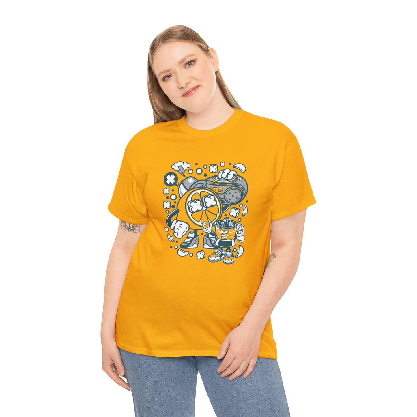 Orange Boombox Cartoon T-Shirt