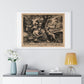 Woman in a Garden with Flowers, God Blows Spirit into Adam's Body, Reproduction Flemish Engraving, Framed Art Print