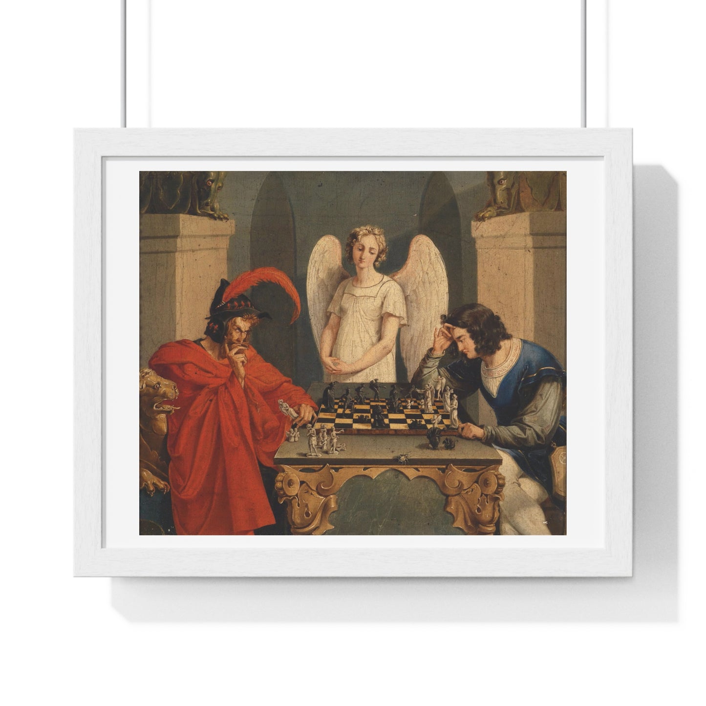 The Devil's Checkmate by Moritz Retzsch (1831) from the Original, Framed Art Print