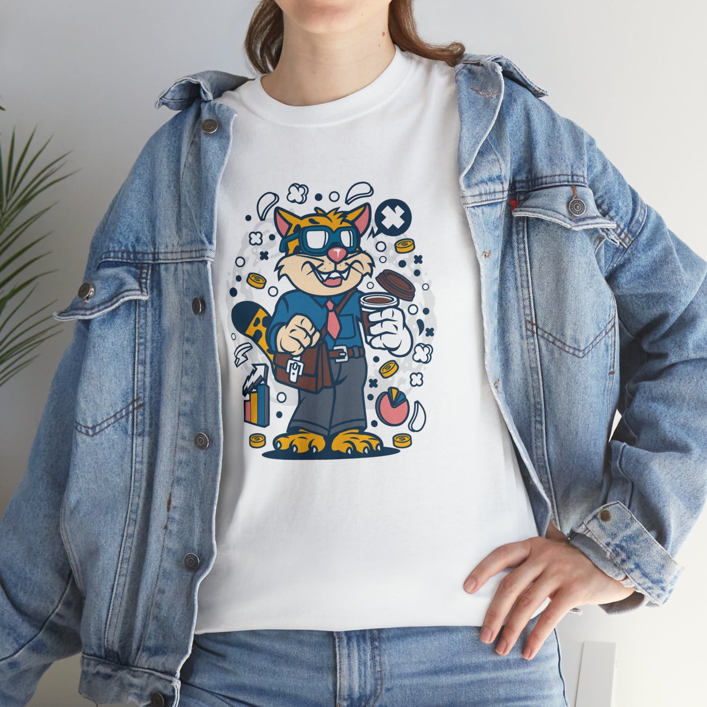 Leopard Businessman Cartoon T-Shirt