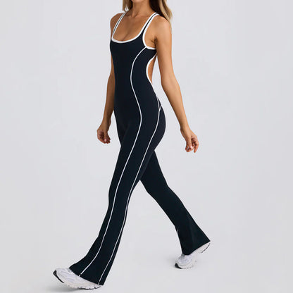 Yoga Jumpsuit, Women's Beauty-Back Colour Contrast Romper Suit