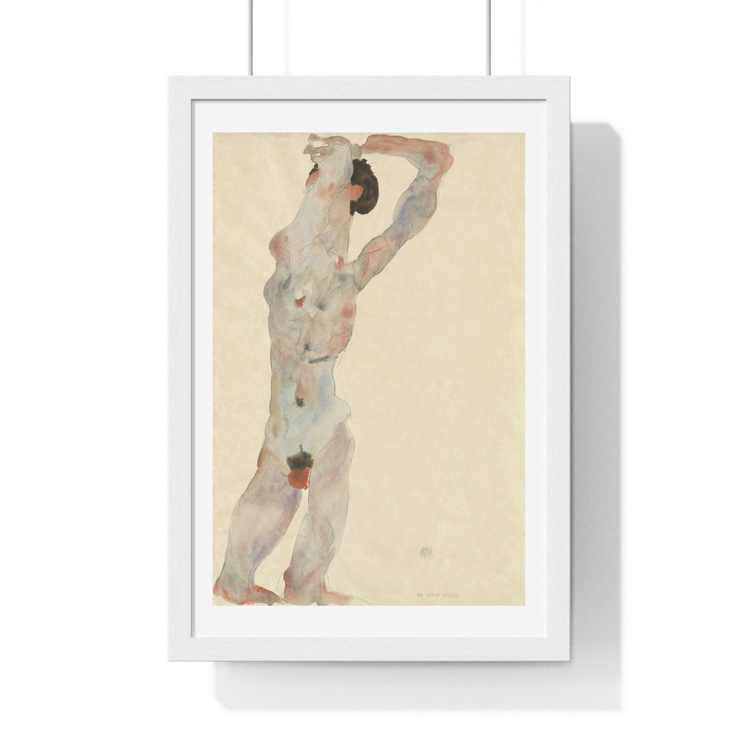 Männlicher Akt (1912) by Egon Schiele, from the Original, Framed Art Print