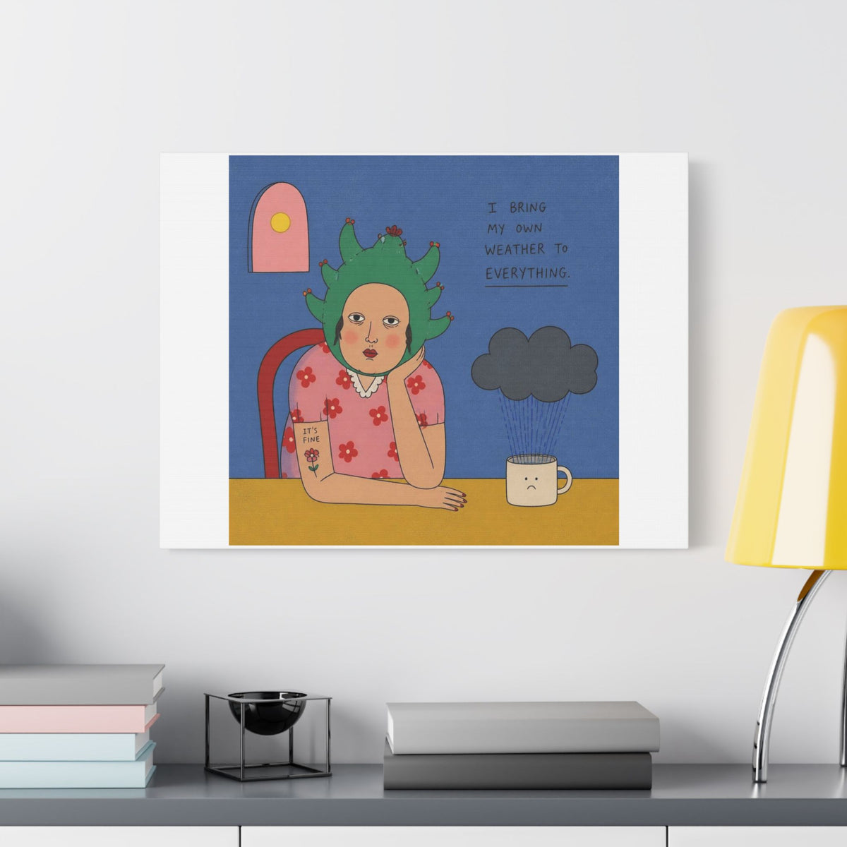 It's Fine V, Cartoon Art Print on Canvas