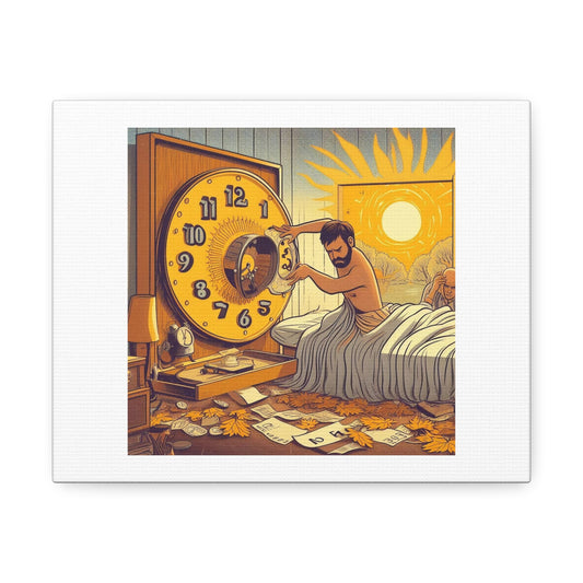 Changing the Clocks Cartoon Art 'Designed by AI' Art Print on Canvas