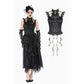 Dark in Love Seraphina Ruched Lace Goth Blouse in Black