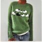 Vireous Women's 'Little Sheep' Round Neck Green Sweater