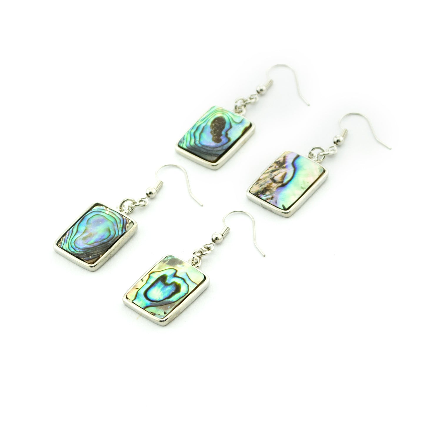 Natural Abalone Colourful Shell Rectangular Earrings