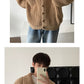 Vireous Retro 1970s Lapel Single-Breasted Men's Cardigan Sweater Coat