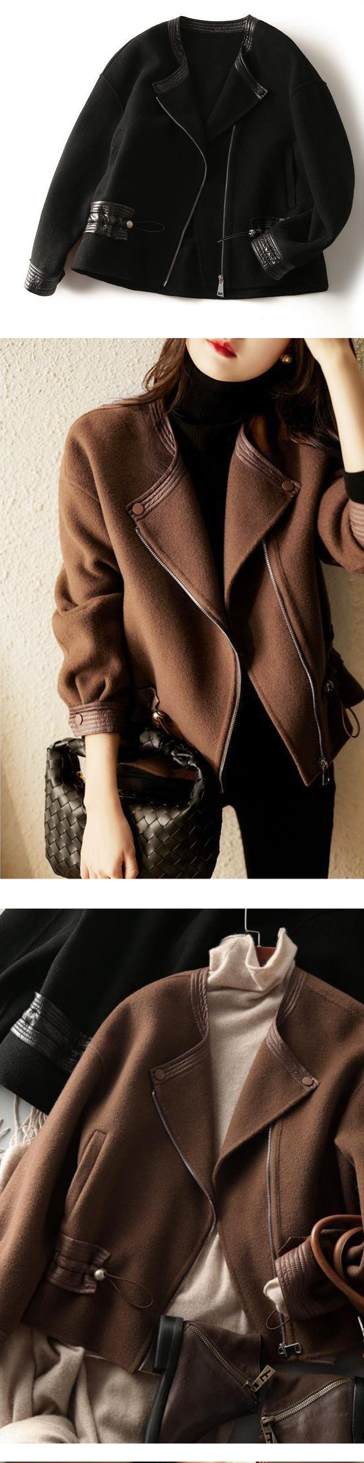 Women's Fashion Drawstring Waist-Tight Woollen Coat