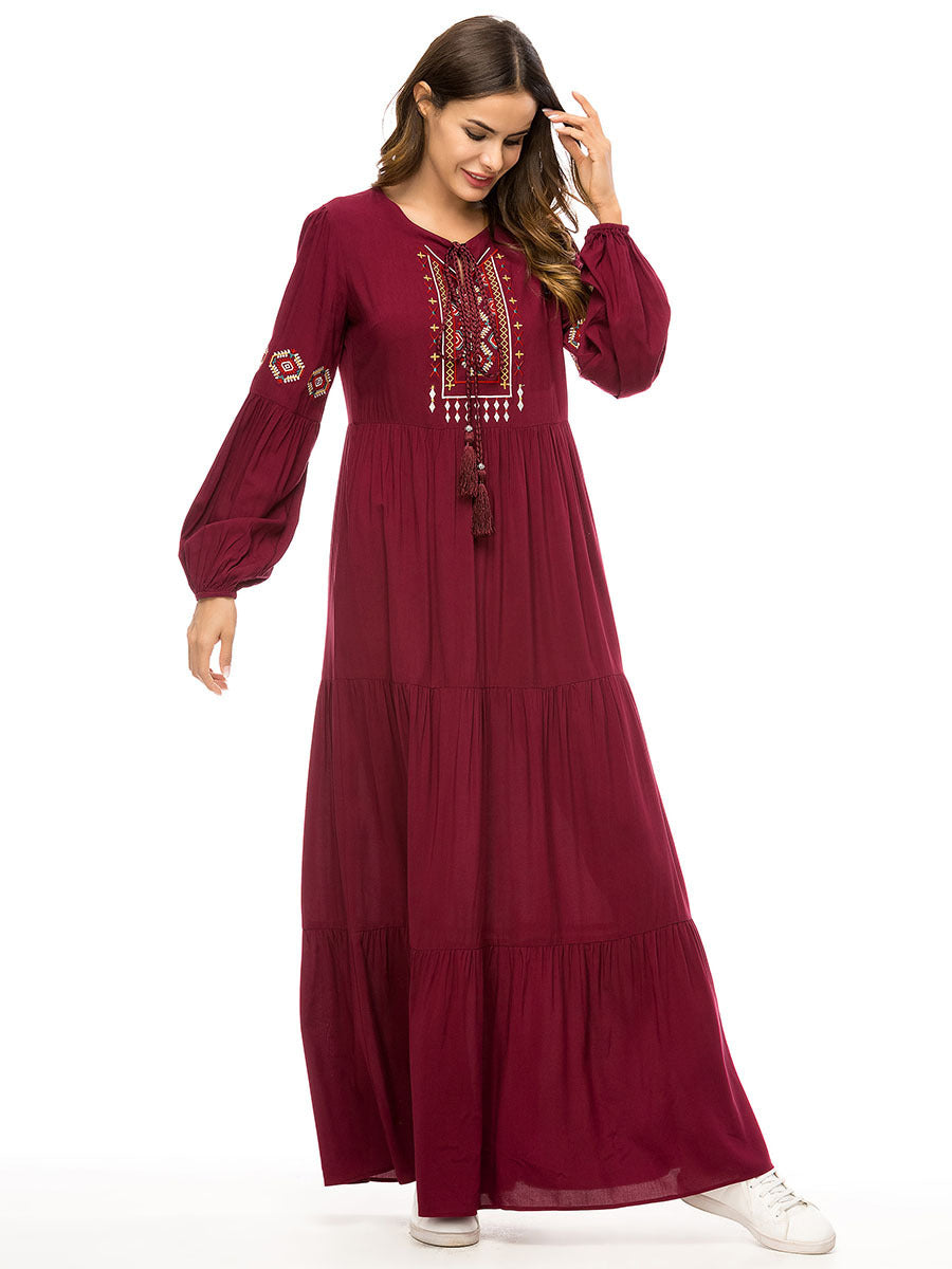 Vireous Embroidered Heritage Robe Long Dress