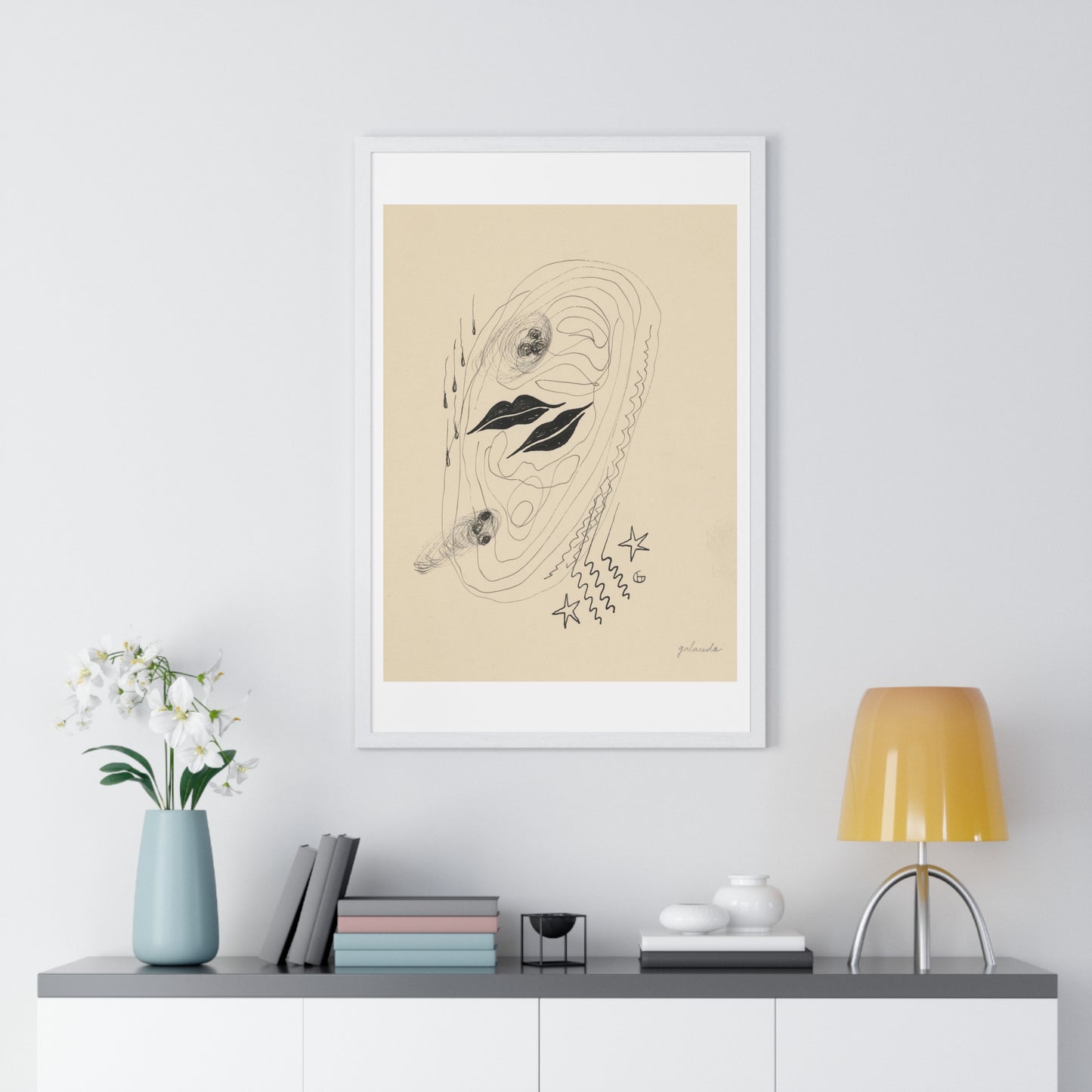 Red Lips by Mikuláš Galanda (1930) from the Original, Framed Art Print