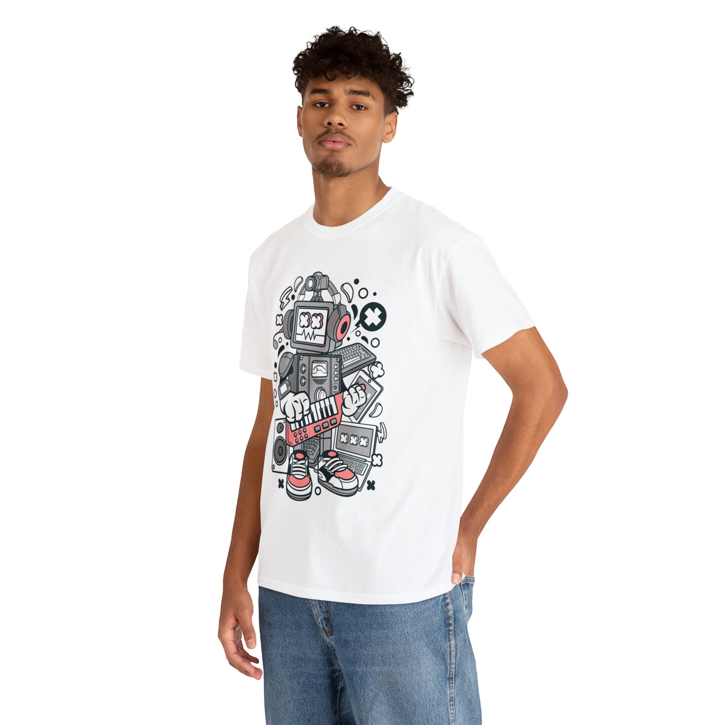 Robot Music Machine Cartoon T-Shirt