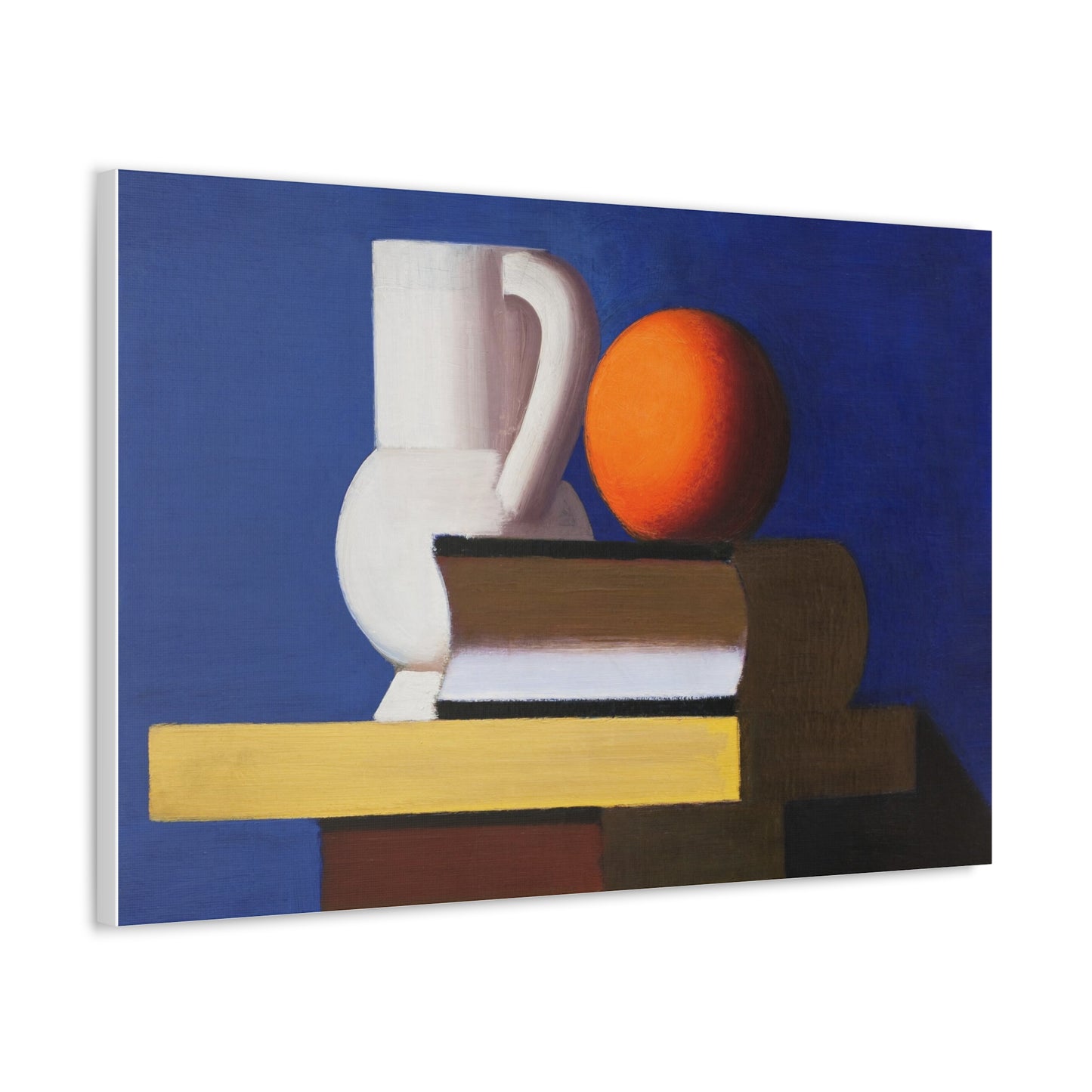 Arrangement with White Jug, Orange and Book (1932–1933) by Vilhelm Lundstrom Printed on Satin Canvas