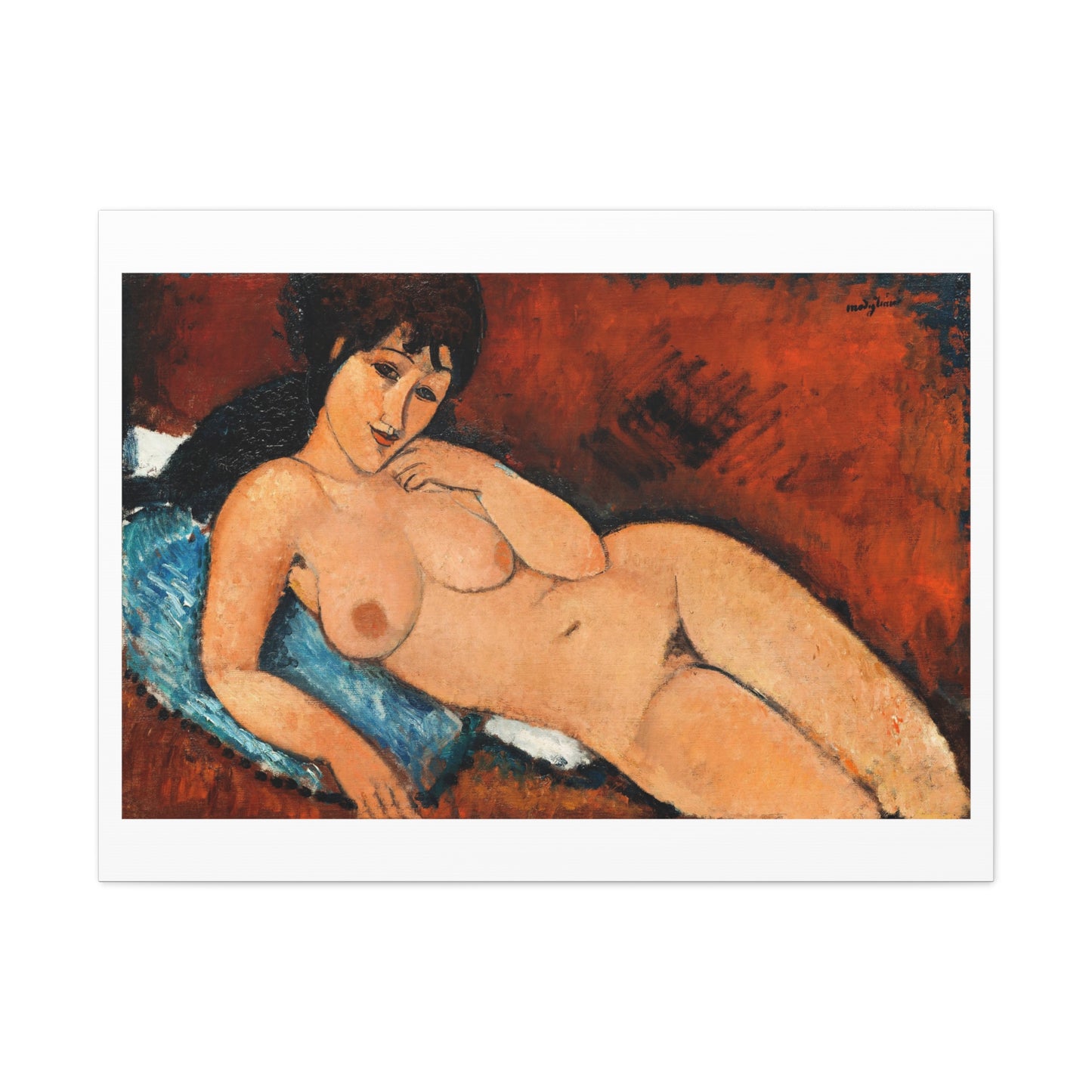 Nude on a Blue Cushion (1917) by Amedeo Modigliani, Canvas Art Print from the Original