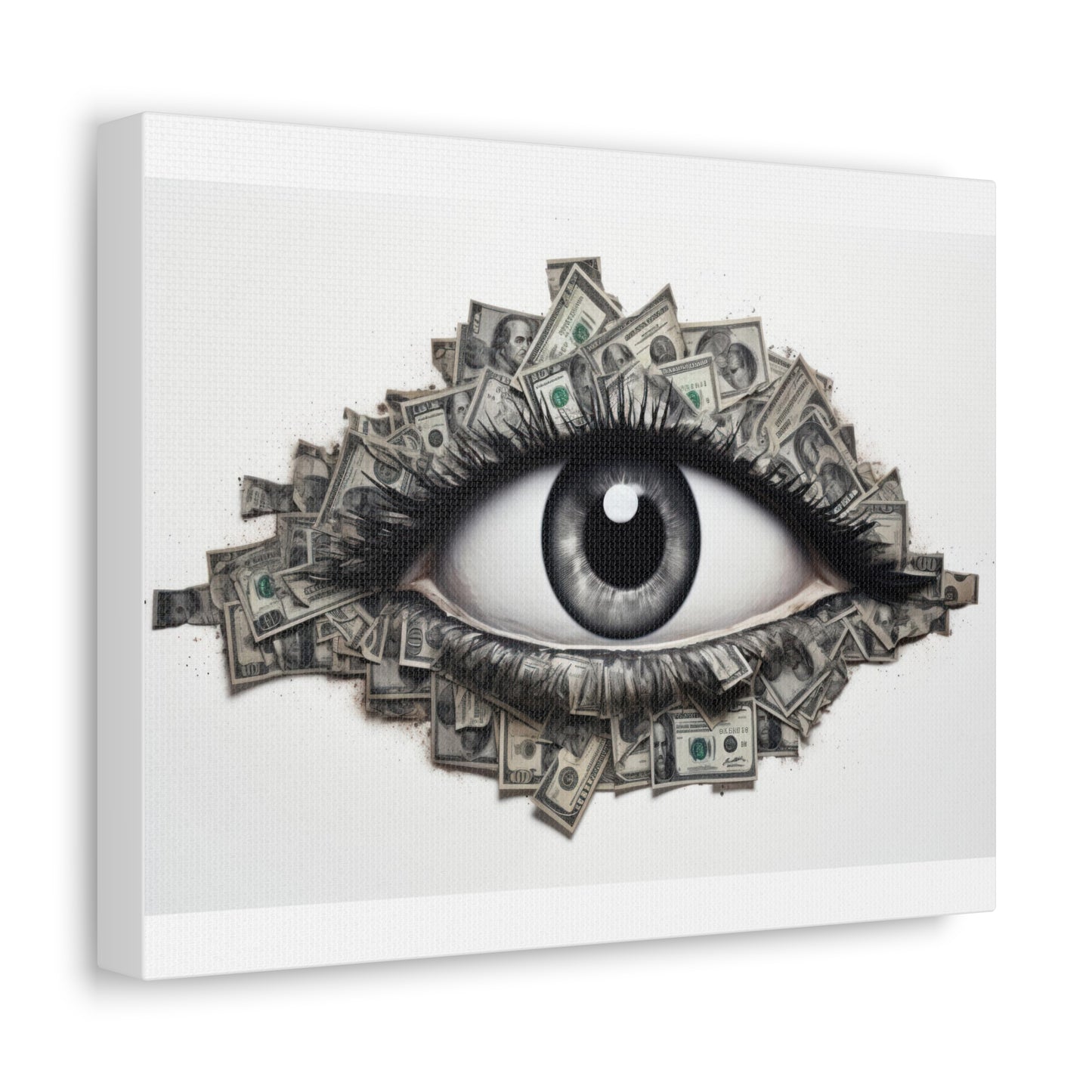 Esoteric Drawing, Money Dollar Currency Art Print 'Designed by AI' on Satin Canvas