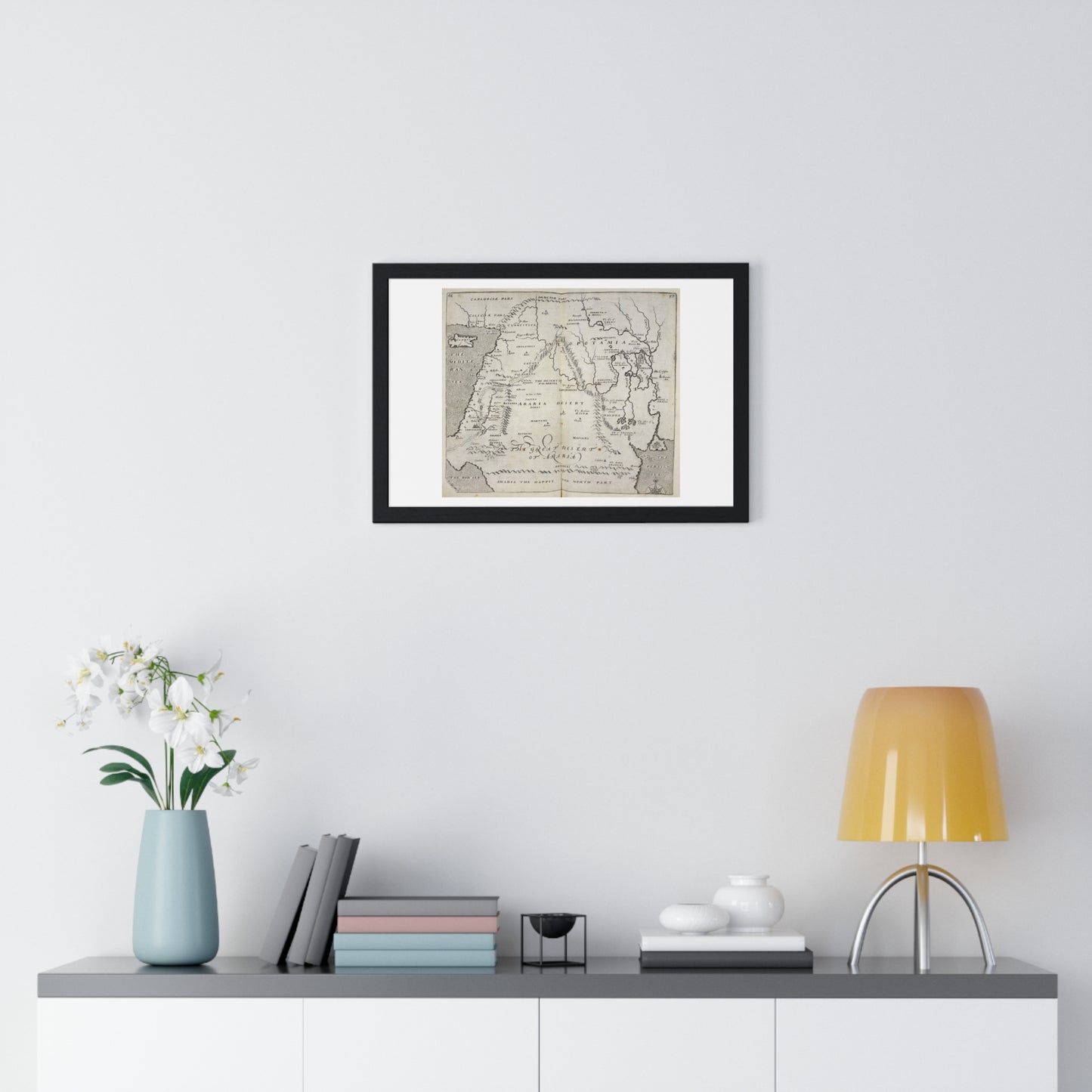 Antique Map of Arabia and Mesopotamia (1621) from the Original Sir Walter Raleigh Manuscript, Framed Print