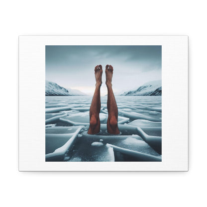 Diving into an Ice Pool of Geometric Shapes, Art Print 'Designed by AI' on Canvas