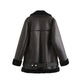 Women's Trendy Leather Jacket With Cross-Body Zipper