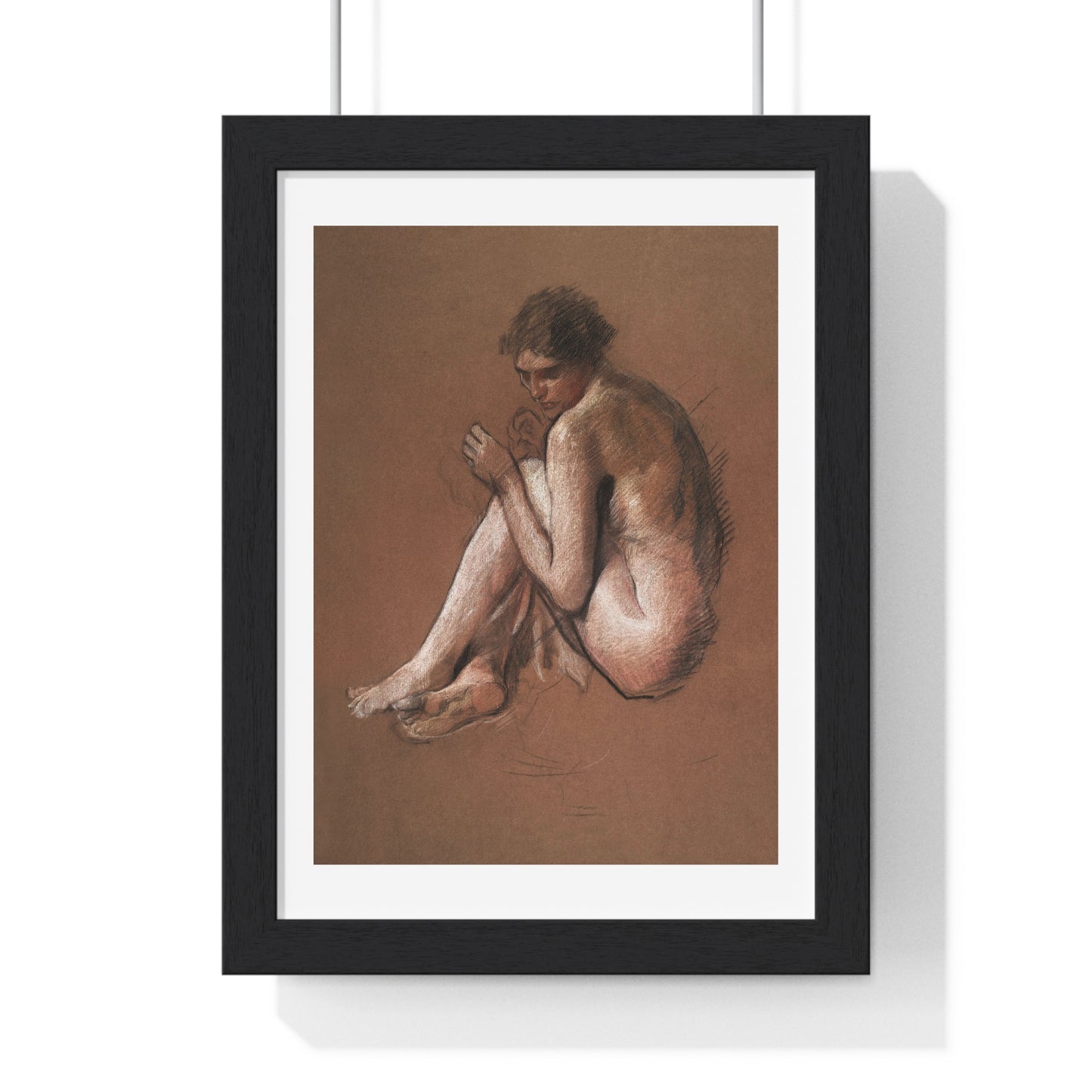 Seated Nude Female Figure by Edwin Austin Abbey from the Original, Framed Art Print