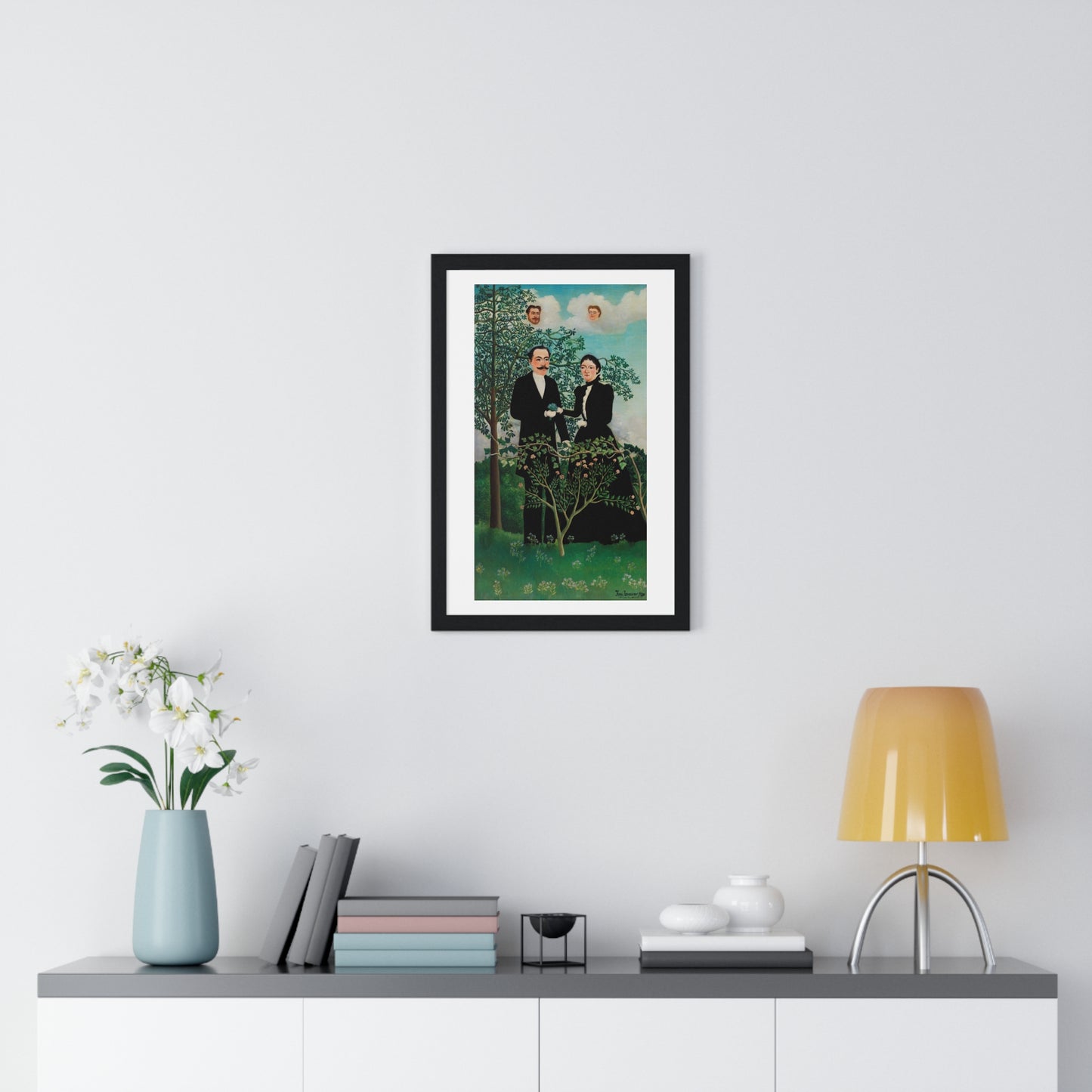 The Past and the Present, or Philosophical Thought 'Le Passé et le Présent, ou Pensée Philosophique' (1899) by Henri Rousseau, Framed Art Print