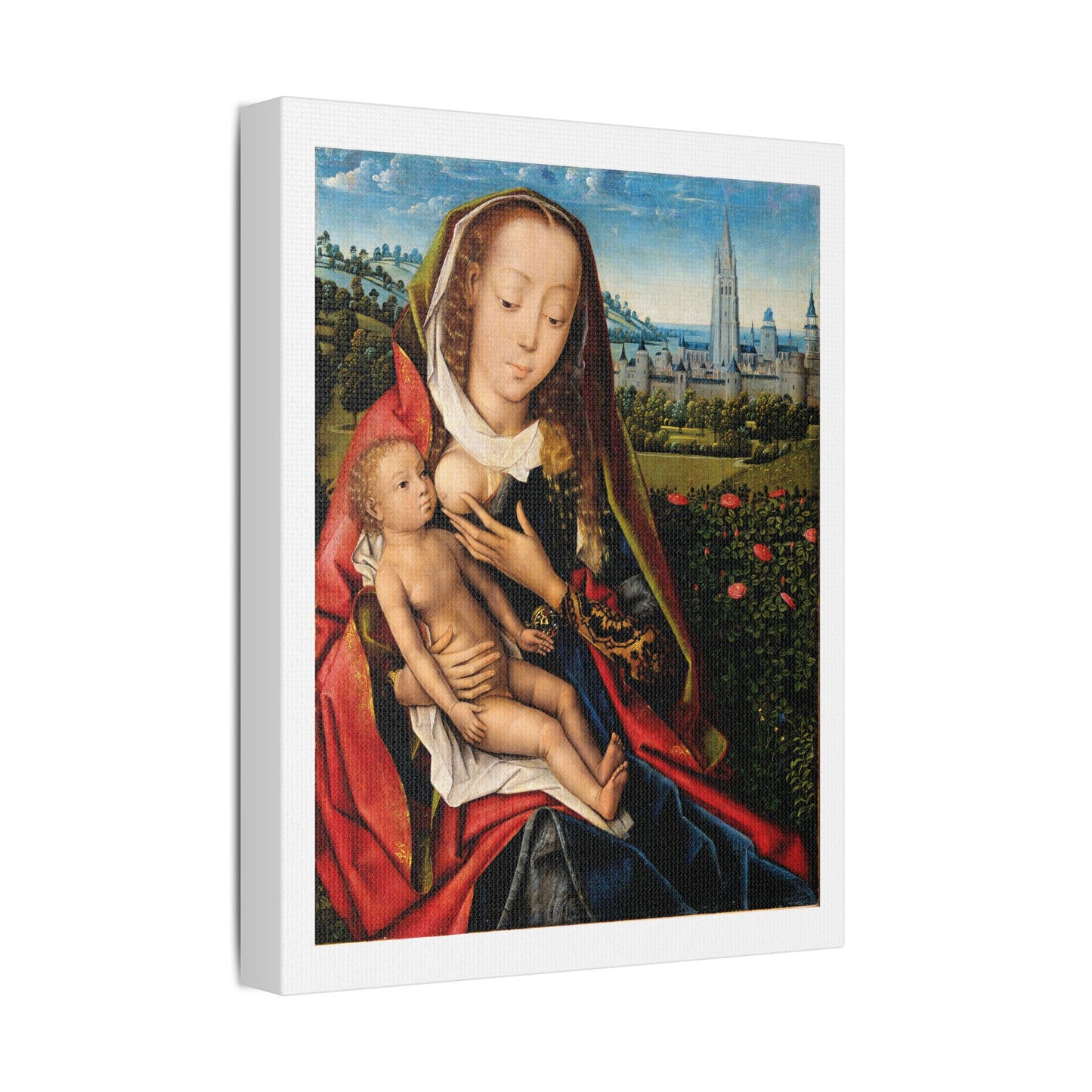 Virgin and Child in a Landscape (1480–90) by Master of the Legend of Saint Lucy, from the Original, Art Print on Canvas