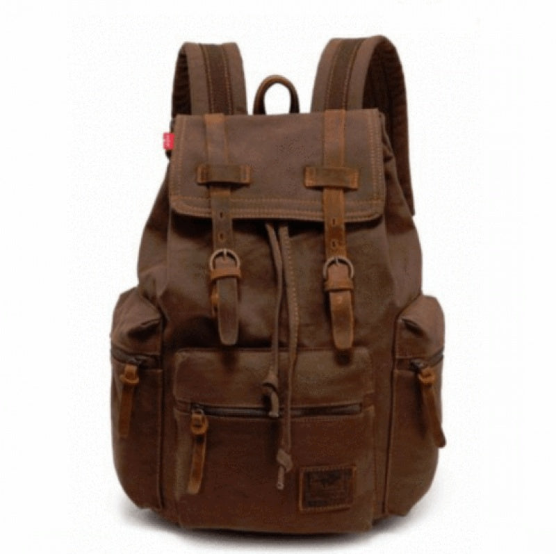 Vintage Thick Cotton Canvas and Leather Rucksack