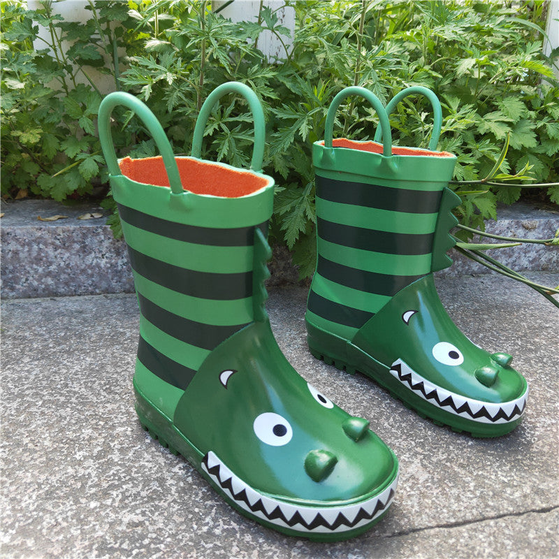 Children's Cartoon Design Rubber Rain Boots With Handles