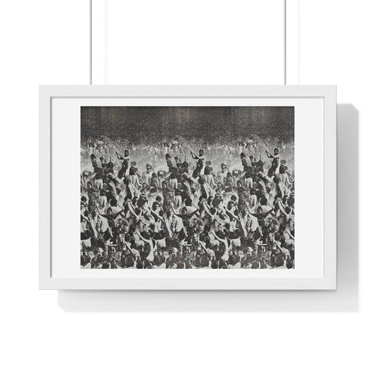 Vintage Photography of Woodstock (1970) Crowd Cheering, from the Original, Framed Print