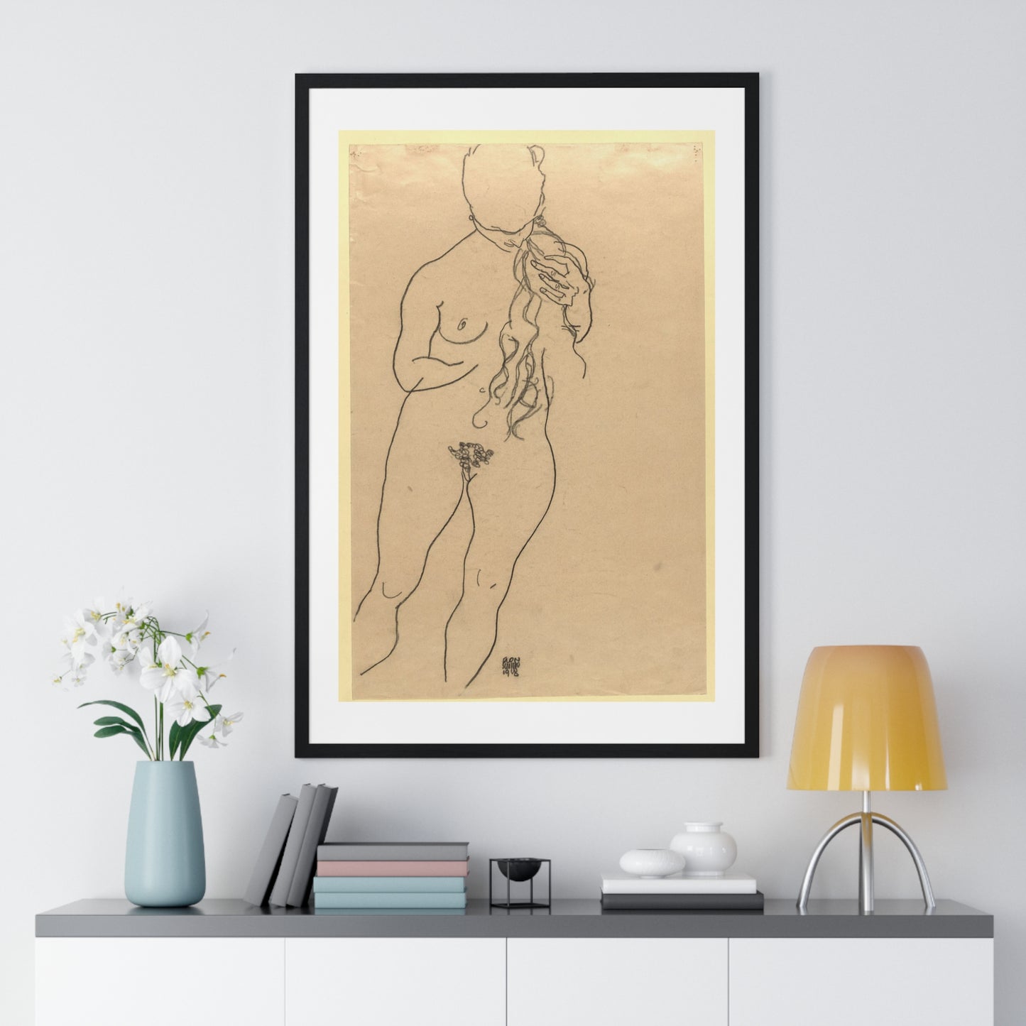 Nude by Egon Schiele, from the Original, Framed Art Print