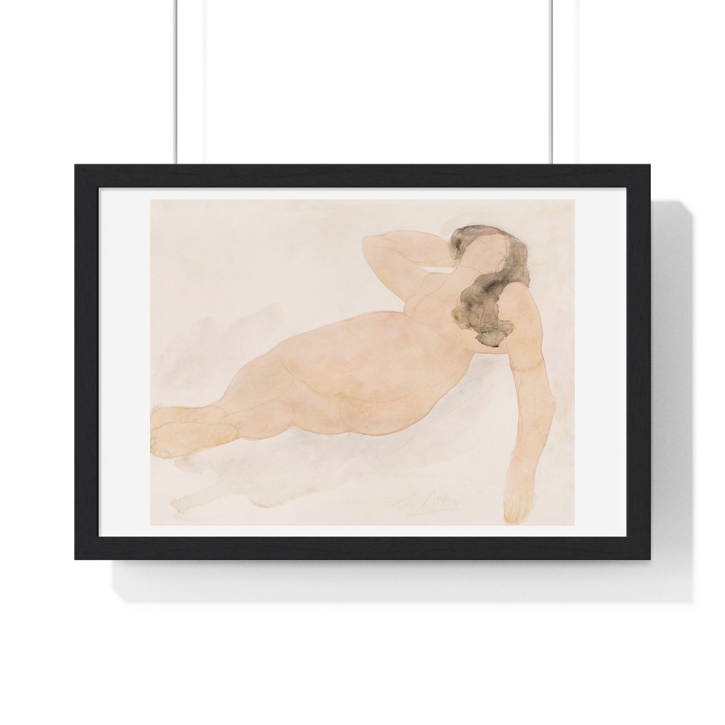 Study of a Nude (Lying on Side) by Auguste Rodin, from the Original, Framed Print