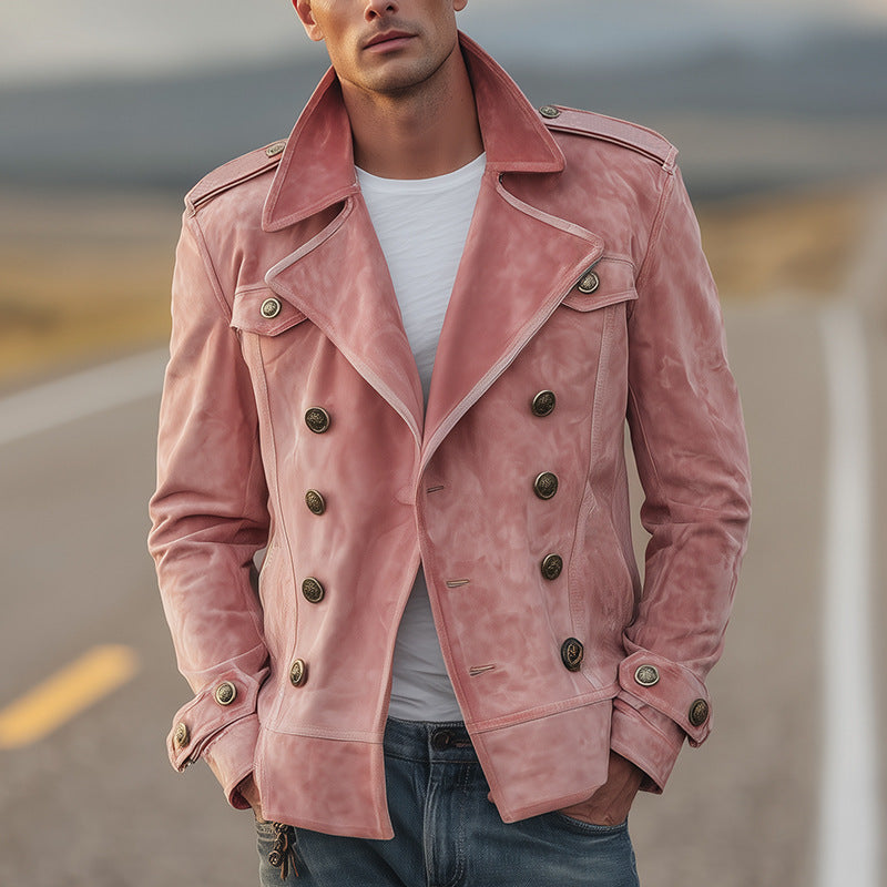 Vireous Men's Double-Breasted Casual Jacket, Multicolours