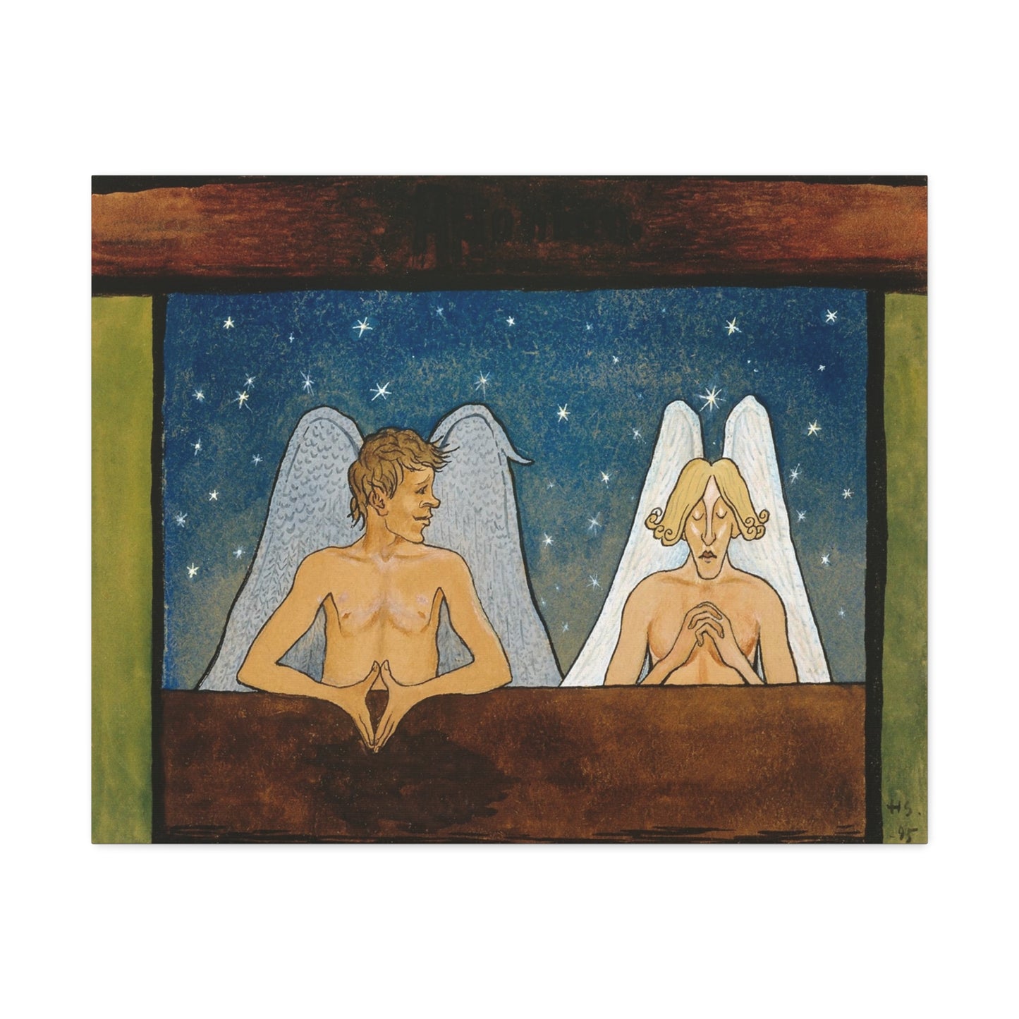 Devotion (1895) Angel Illustration by Hugo Simberg Art Print on Satin Canvas, Stretched