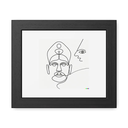 Consciousness In the Mind of God Line Art 'Designed by AI' Wooden Framed Print