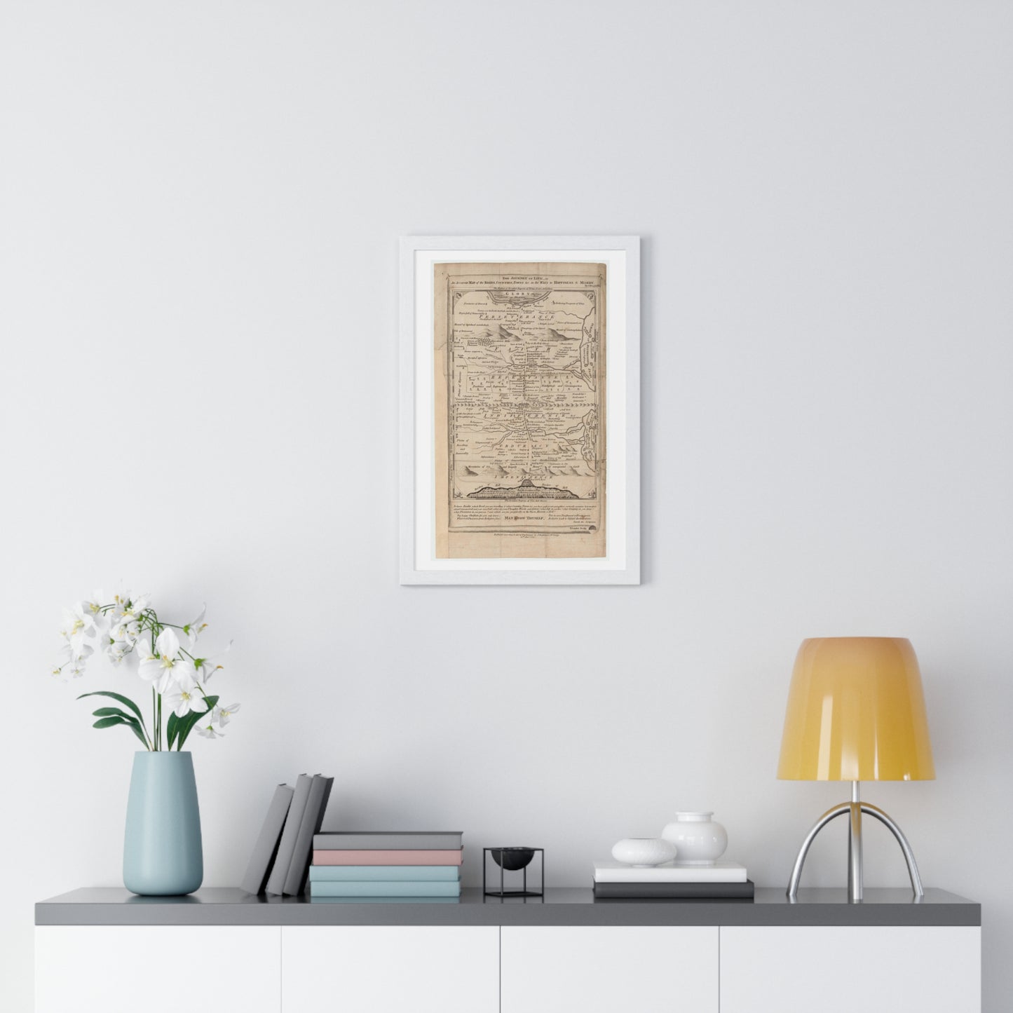 Antique Pictorial Map 'The Journey of Life' (1775) by George Wright from the Original, Framed Art Print