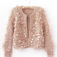 Women's Sequined Mohair Short Cardigan Sweater