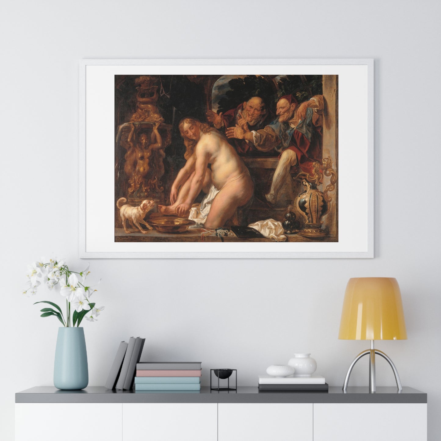 Susanna and the Elders (1653) by Jacob Jordaens, from the Original, Framed Art Print