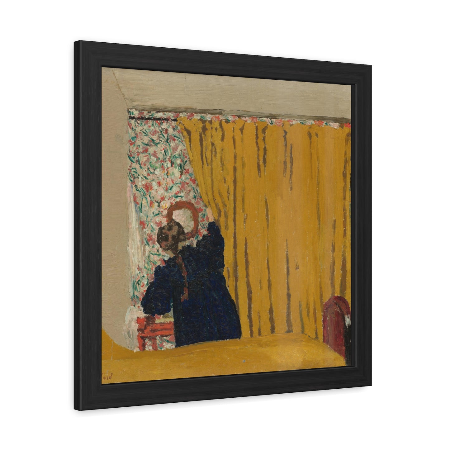 The Yellow Curtain (circa 1893) by Edouard Vuillard from the Original Oil on Canvas, Wooden Framed Print