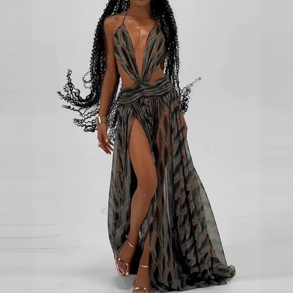 Vireous Women's Summer Hollow-Out Camisole Long Dress