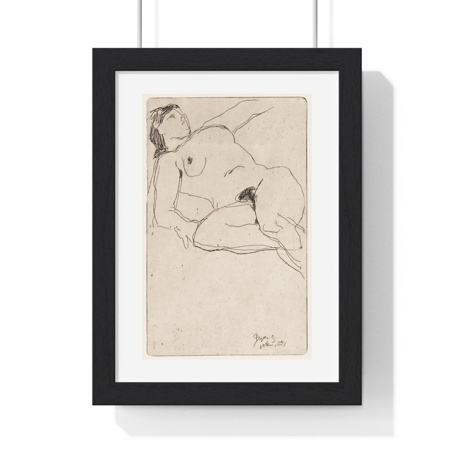 Vintage Nude Illustration 'Liggende Naakte Vrouw' (1923) by Reijer Stolk, from the Original, Framed Print