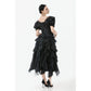 Dark in Love Seraphina Ruched Puff Sleeve Corset Top in Black