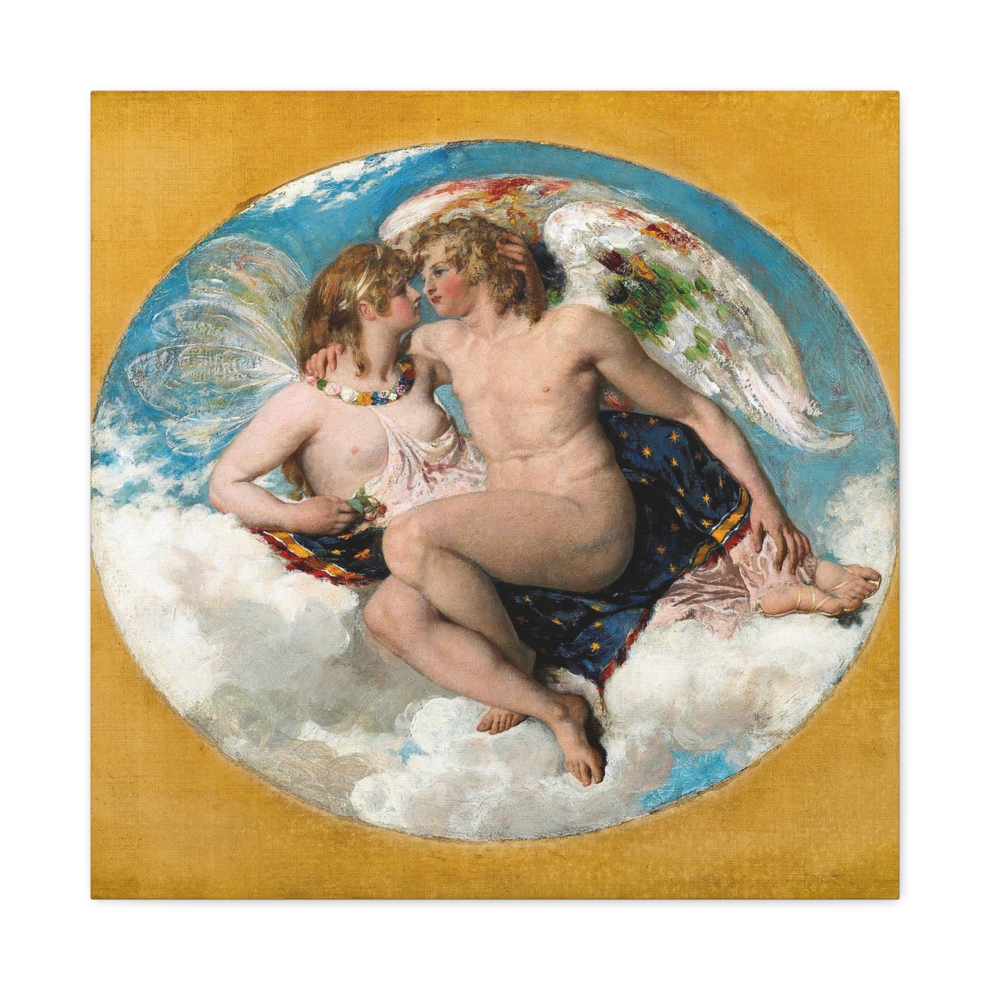 Cupid and Psyche (1821) by William Etty, Art Print from the Original on Canvas