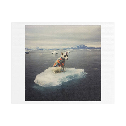 Arctic Adventure Dog, Surrealist Stretched Canvas Wall Art