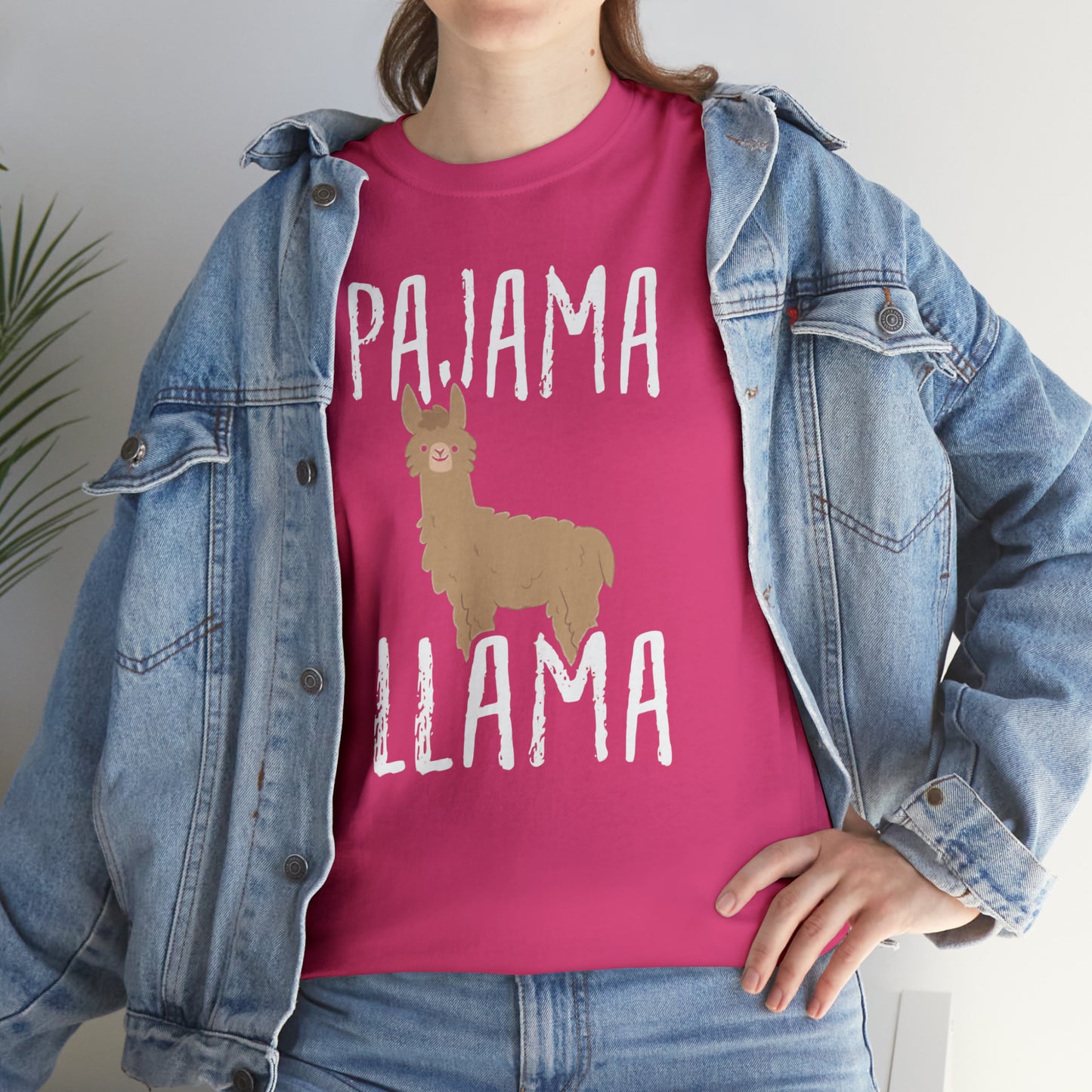 Pyjama Llama Heavy Cotton T-Shirt Quirky Women's Men's