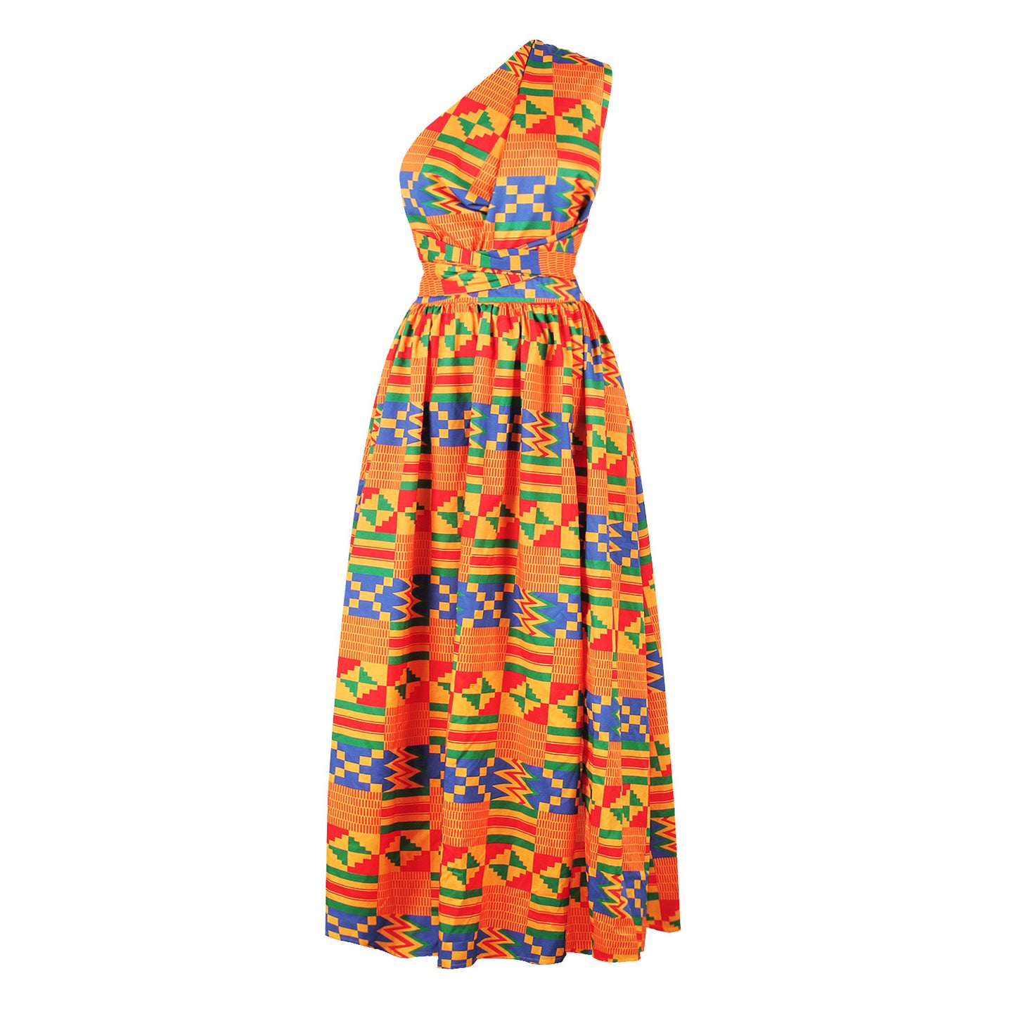 African and Geometric Print Maxi Dress