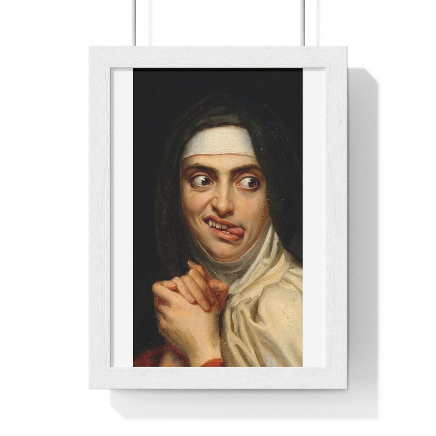 Crazy Nun, Surrealist Art, Large Decor Framed Print